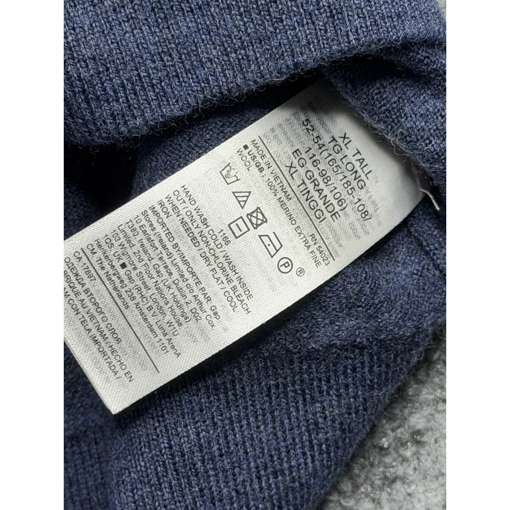 Banana Republic Pullover Sweater XL Blue Crewneck Cotton Italian Merino Wool